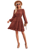 Ladies Round Neck Lace Daily Short Dress 233LQ53576-SN18 - SWEETKAMA