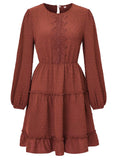 Ladies Round Neck Lace Daily Short Dress 233LQ53576-SN18 - SWEETKAMA