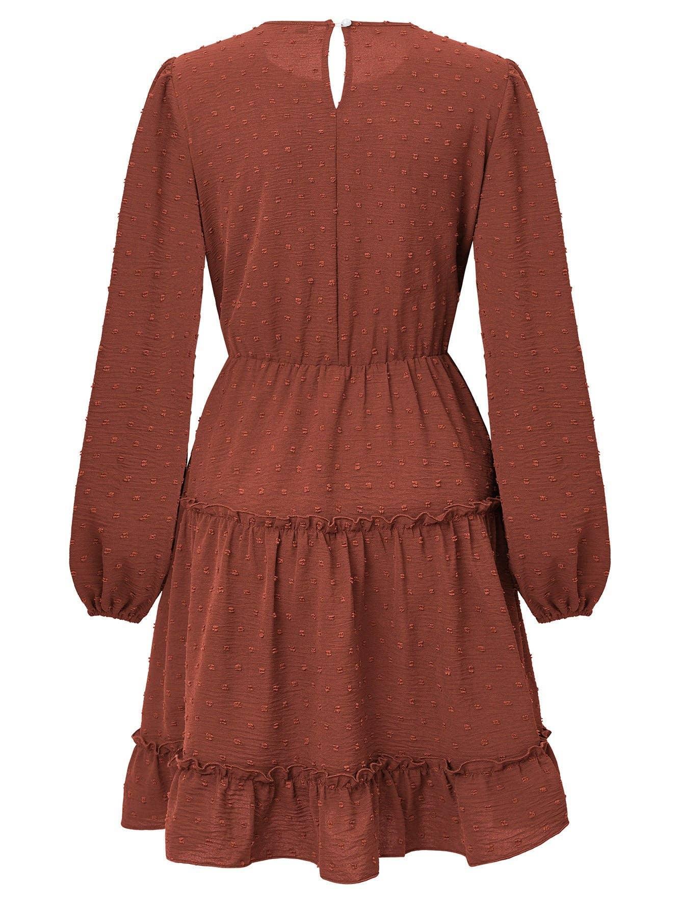 Ladies Round Neck Lace Daily Short Dress 233LQ53576-SN18 - SWEETKAMA