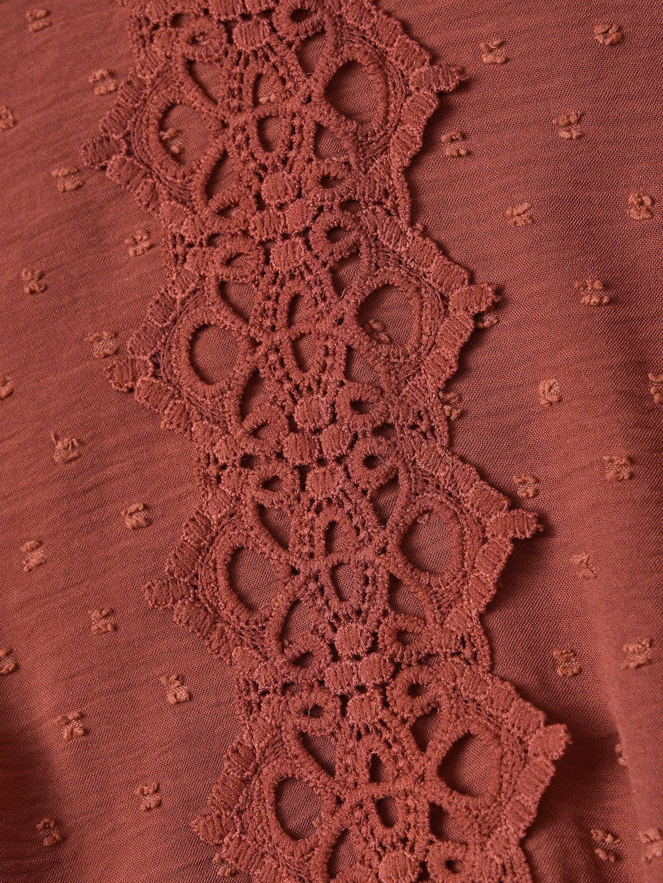 Ladies Round Neck Lace Daily Short Dress 233LQ53576-SN18 - SWEETKAMA