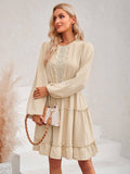 Ladies Round Neck Lace Daily Short Dress 233LQ53576-SN18 - SWEETKAMA