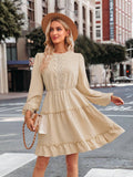 Ladies Round Neck Lace Daily Short Dress 233LQ53576-SN18 - SWEETKAMA