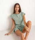 Ladies Round Neck Sleeveless Top Shorts 2PCS Set 2Z2035B - SWEETKAMA