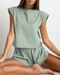 Ladies Round Neck Sleeveless Top Shorts 2PCS Set 2Z2035B - SWEETKAMA