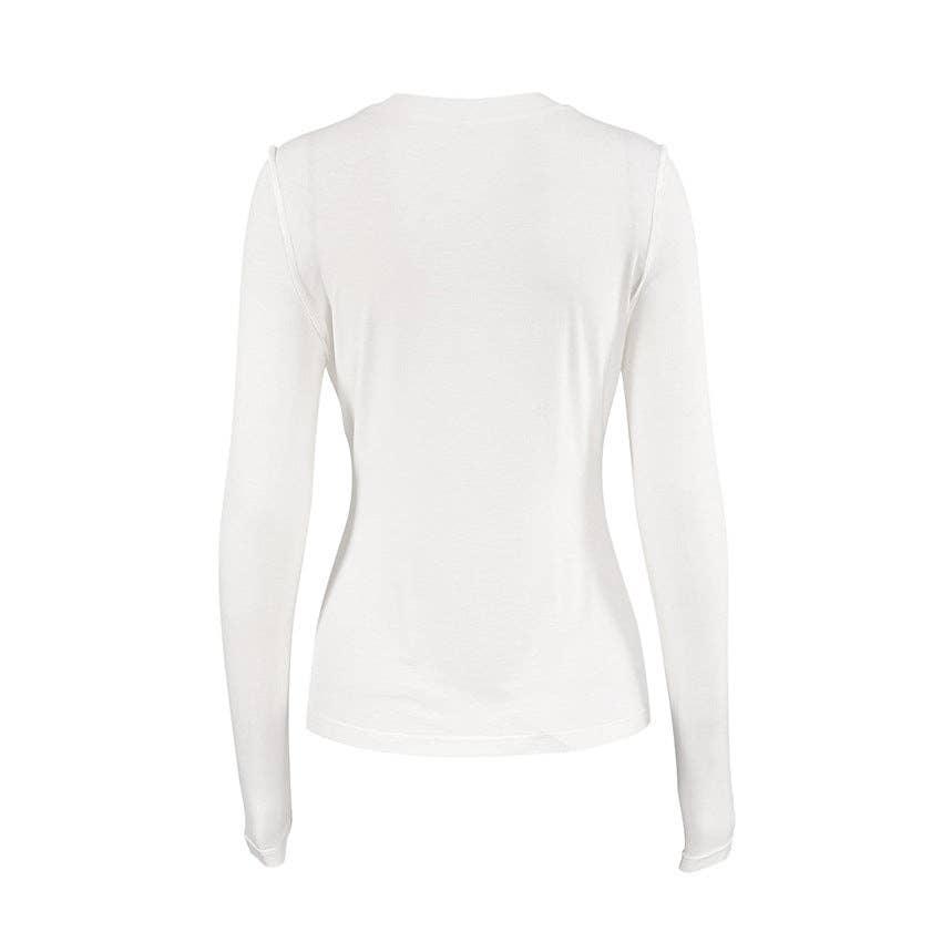 Ladies Round Neck Slim Fit Daily Casual Blouse TX1372 - SWEETKAMA