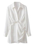 Ladies Satin Faux Solid Color Mini Dress 2650 - SWEETKAMA