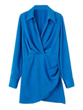 Ladies Satin Faux Solid Color Mini Dress 2650 - SWEETKAMA
