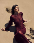 Ladies See Sheer Backless Knit Maxi Dress Beach Cover 1226 - SWEETKAMA