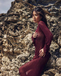 Ladies See Sheer Backless Knit Maxi Dress Beach Cover 1226 - SWEETKAMA