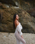 Ladies See Sheer Backless Knit Maxi Dress Beach Cover 1226 - SWEETKAMA