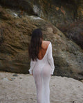 Ladies See Sheer Backless Knit Maxi Dress Beach Cover 1226 - SWEETKAMA