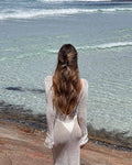 Ladies See Sheer Backless Knit Maxi Dress Beach Cover 1226 - SWEETKAMA