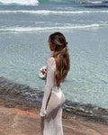 Ladies See Sheer Backless Knit Maxi Dress Beach Cover 1226 - SWEETKAMA