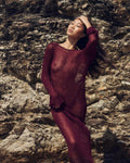 Ladies See Sheer Backless Knit Maxi Dress Beach Cover 1226 - SWEETKAMA