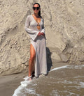 Ladies See Sheer Flare Sleeves Knit Maxi Dress 4047 - SWEETKAMA