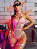Ladies See Through Bandage Lingerie Set Teddy 10A163 - SWEETKAMA