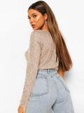 Ladies Sequin One Shoulder Bodysuit EKCZ - SWEETKAMA