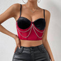 Ladies Sexy Color Block Metal Chain Corset K0338 - SWEETKAMA