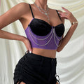 Ladies Sexy Color Block Metal Chain Corset K0338 - SWEETKAMA