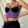 Ladies Sexy Color Block Metal Chain Corset K0338 - SWEETKAMA
