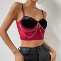 Ladies Sexy Color Block Metal Chain Corset K0338 - SWEETKAMA