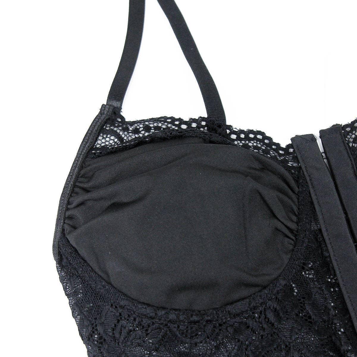 Ladies Sexy Floral Lace Wrinkle Cup Corset M09492 - SWEETKAMA
