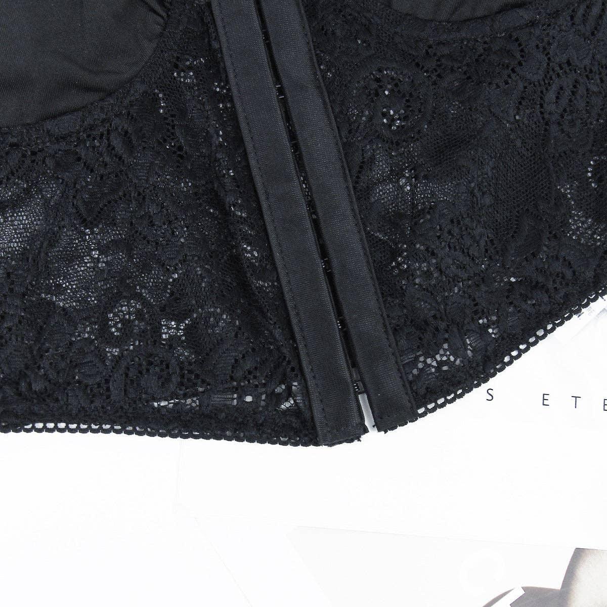 Ladies Sexy Floral Lace Wrinkle Cup Corset M09492 - SWEETKAMA