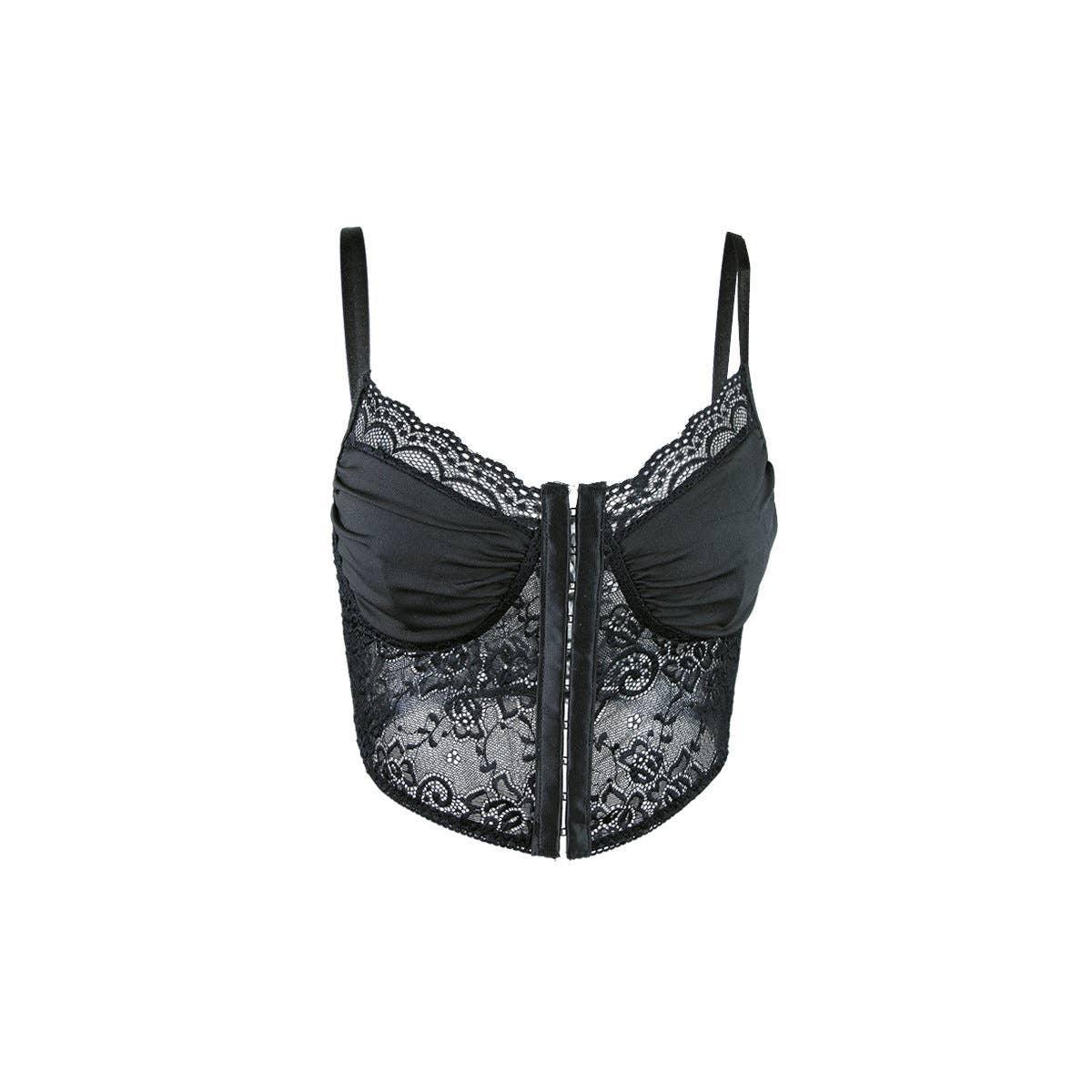 Ladies Sexy Floral Lace Wrinkle Cup Corset M09492 - SWEETKAMA