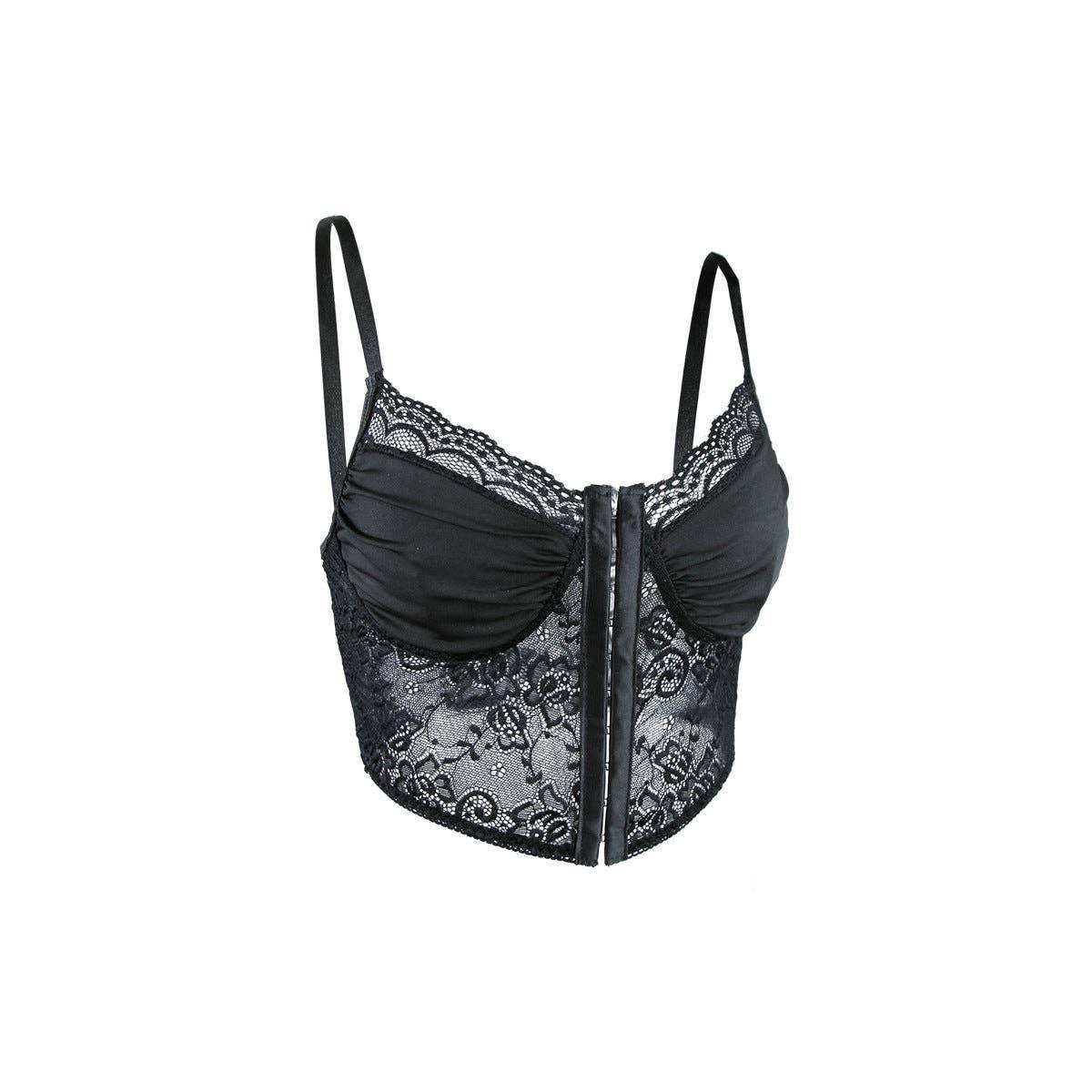 Ladies Sexy Floral Lace Wrinkle Cup Corset M09492 - SWEETKAMA