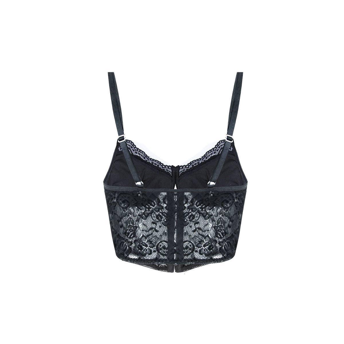Ladies Sexy Floral Lace Wrinkle Cup Corset M09492 - SWEETKAMA