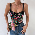Ladies Sexy Floral Print See Sheer Bodysuit M60590 - SWEETKAMA