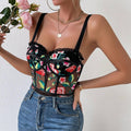 Ladies Sexy Floral Print See Sheer Bodysuit M60590 - SWEETKAMA