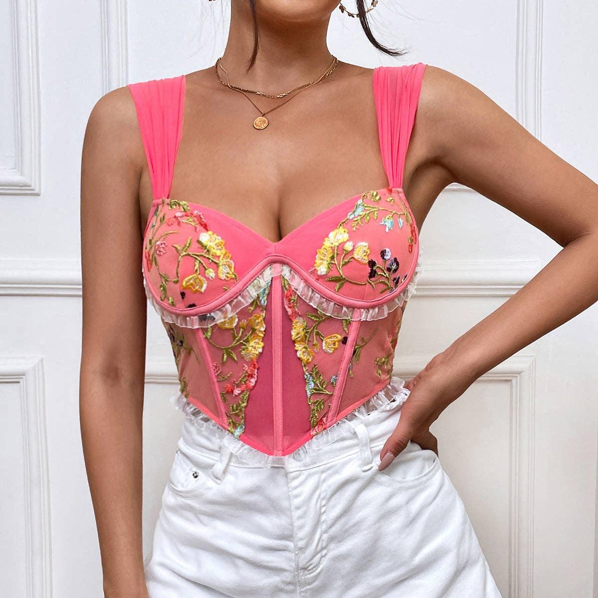 Ladies Sexy Lace V-Neck Corset K0314 - SWEETKAMA