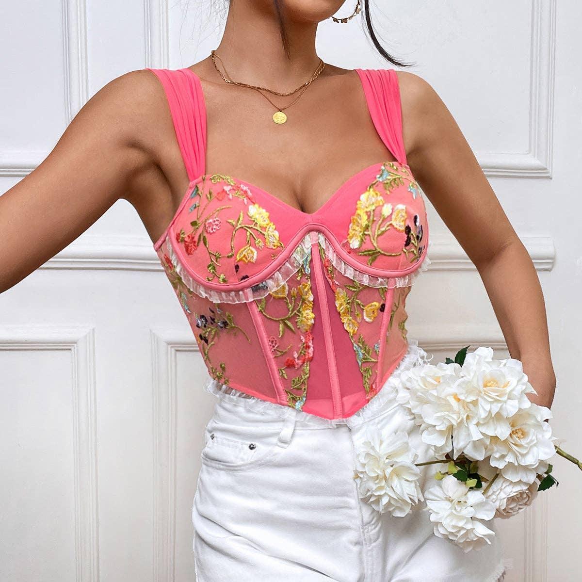 Ladies Sexy Lace V-Neck Corset K0314 - SWEETKAMA