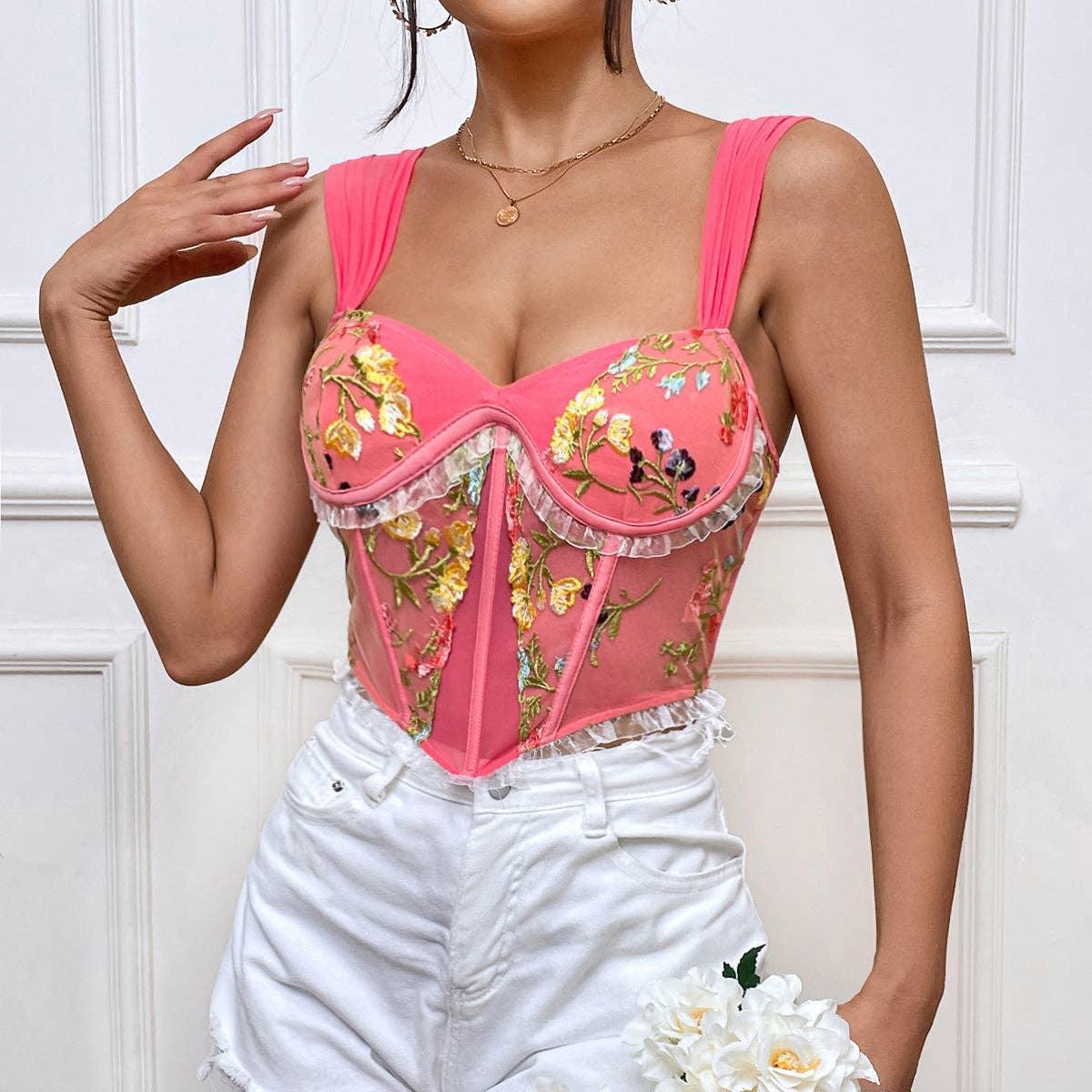 Ladies Sexy Lace V-Neck Corset K0314 - SWEETKAMA