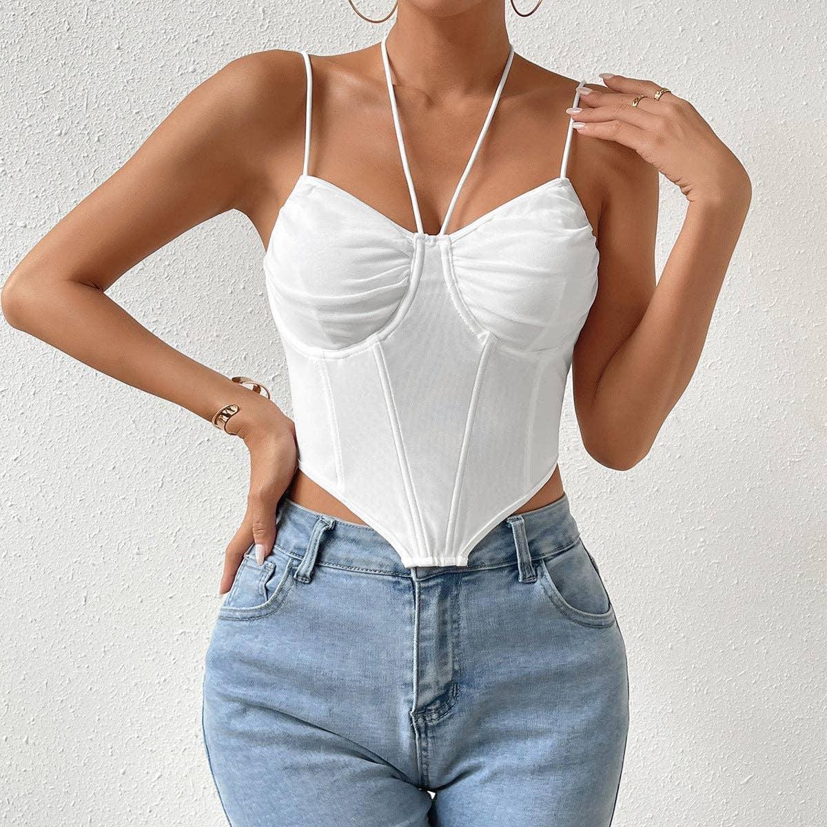 Ladies Sexy Mesh Slim Fit Halter Corset M60209 - SWEETKAMA