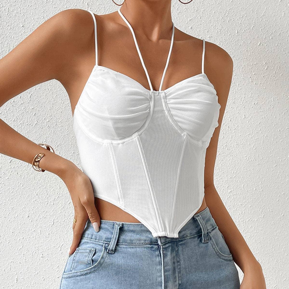 Ladies Sexy Mesh Slim Fit Halter Corset M60209 - SWEETKAMA