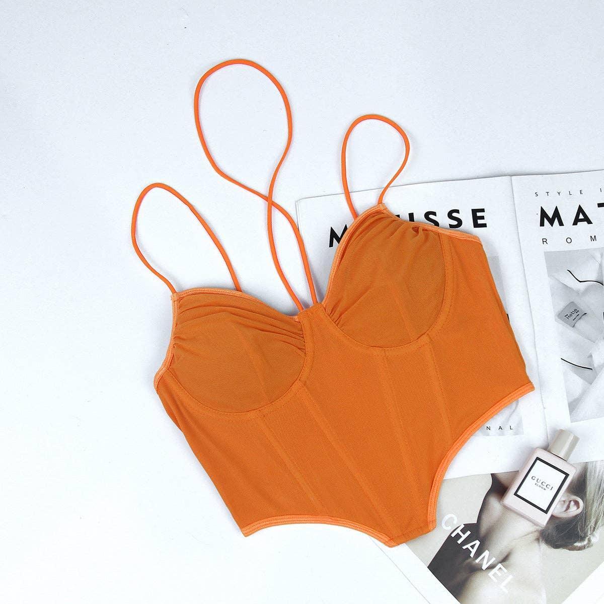 Ladies Sexy Mesh Slim Fit Halter Corset M60209 - SWEETKAMA