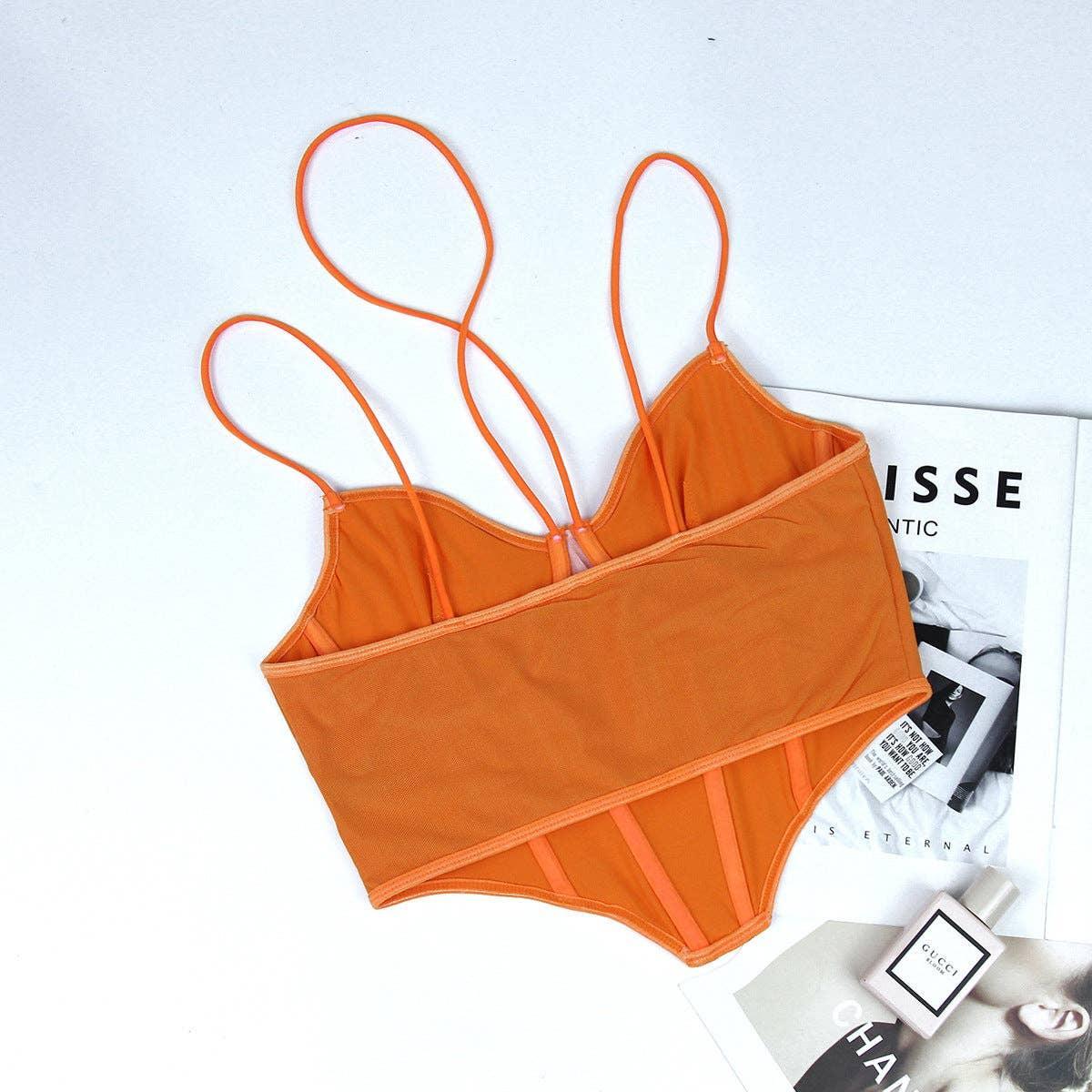 Ladies Sexy Mesh Slim Fit Halter Corset M60209 - SWEETKAMA