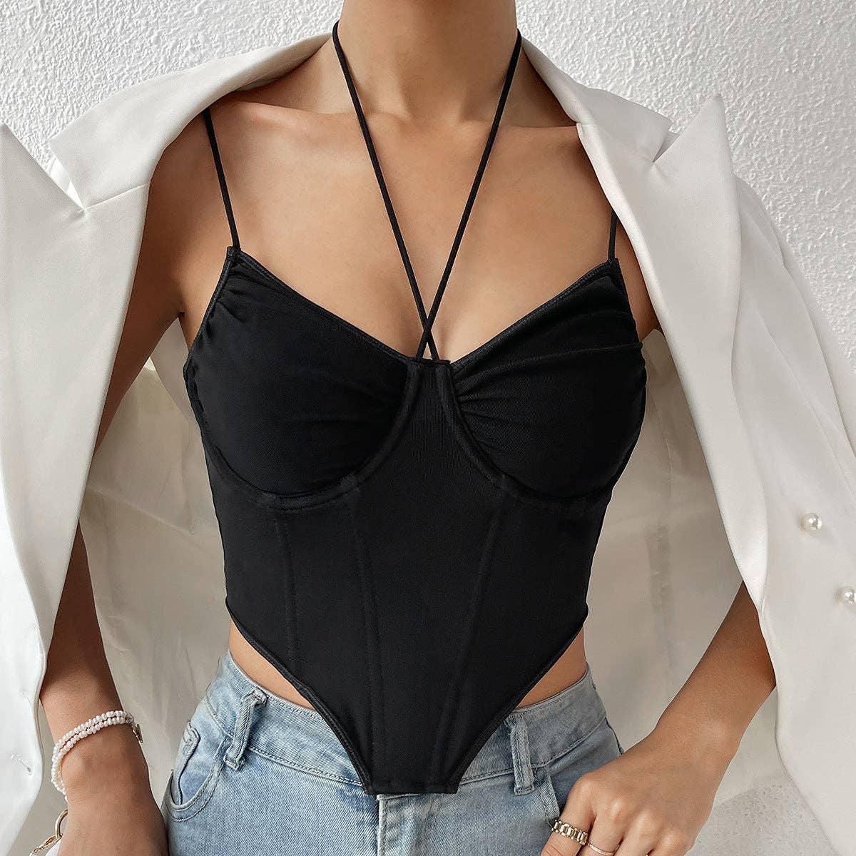 Ladies Sexy Mesh Slim Fit Halter Corset M60209 - SWEETKAMA