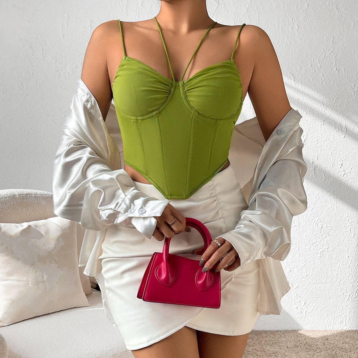 Ladies Sexy Mesh Slim Fit Halter Corset M60209 - SWEETKAMA