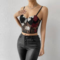 Ladies Sexy Rose Embroidery See Sheer Corset M60369 - SWEETKAMA