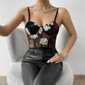 Ladies Sexy Rose Embroidery See Sheer Corset M60369 - SWEETKAMA