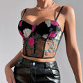 Ladies Sexy Rose Embroidery See Sheer Corset M60369 - SWEETKAMA