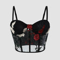 Ladies Sexy Rose Embroidery See Sheer Corset M60369 - SWEETKAMA