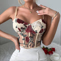 Ladies Sexy Rose Embroidery See Sheer Corset M60369 - SWEETKAMA