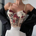 Ladies Sexy Rose Embroidery See Sheer Corset M60369 - SWEETKAMA