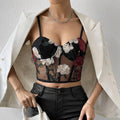 Ladies Sexy Rose Embroidery See Sheer Corset M60369 - SWEETKAMA
