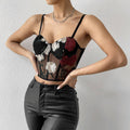 Ladies Sexy Rose Embroidery See Sheer Corset M60369 - SWEETKAMA