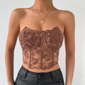 Ladies Sexy Rose Lace Strapless Corset M09434 - SWEETKAMA